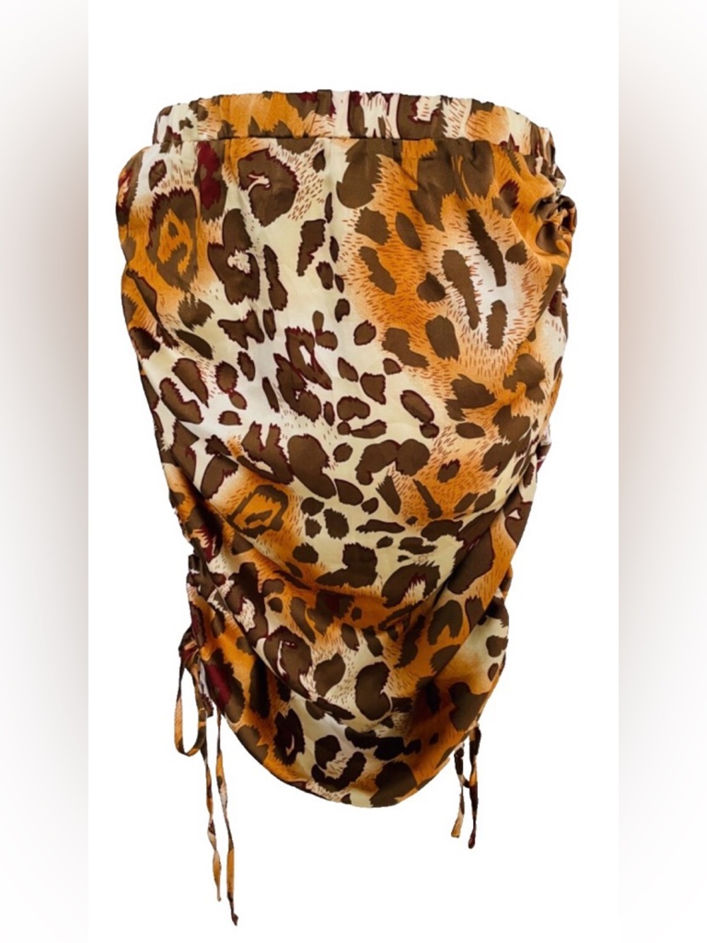 ACOA Chic LEOPARD Print Drawstring Wiggle SKIRT M